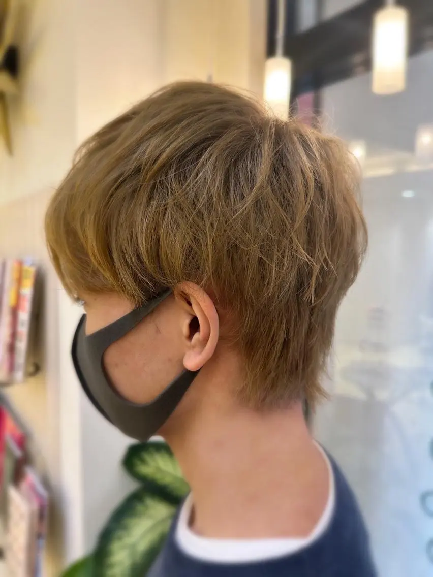 ショート カラー メンズ メンズブリーチ メンズウルフカット ブリーチ ウルフカット 小顔レイヤー💗 木村実樹のヘアスタイル