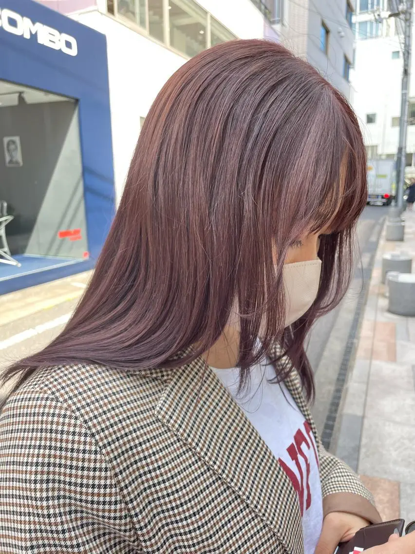 セミロング カラー 透明感カラー パープルカラー バイオレットカラー 韓国ナチュラル・ ベージュ/落合夏希のヘアスタイル