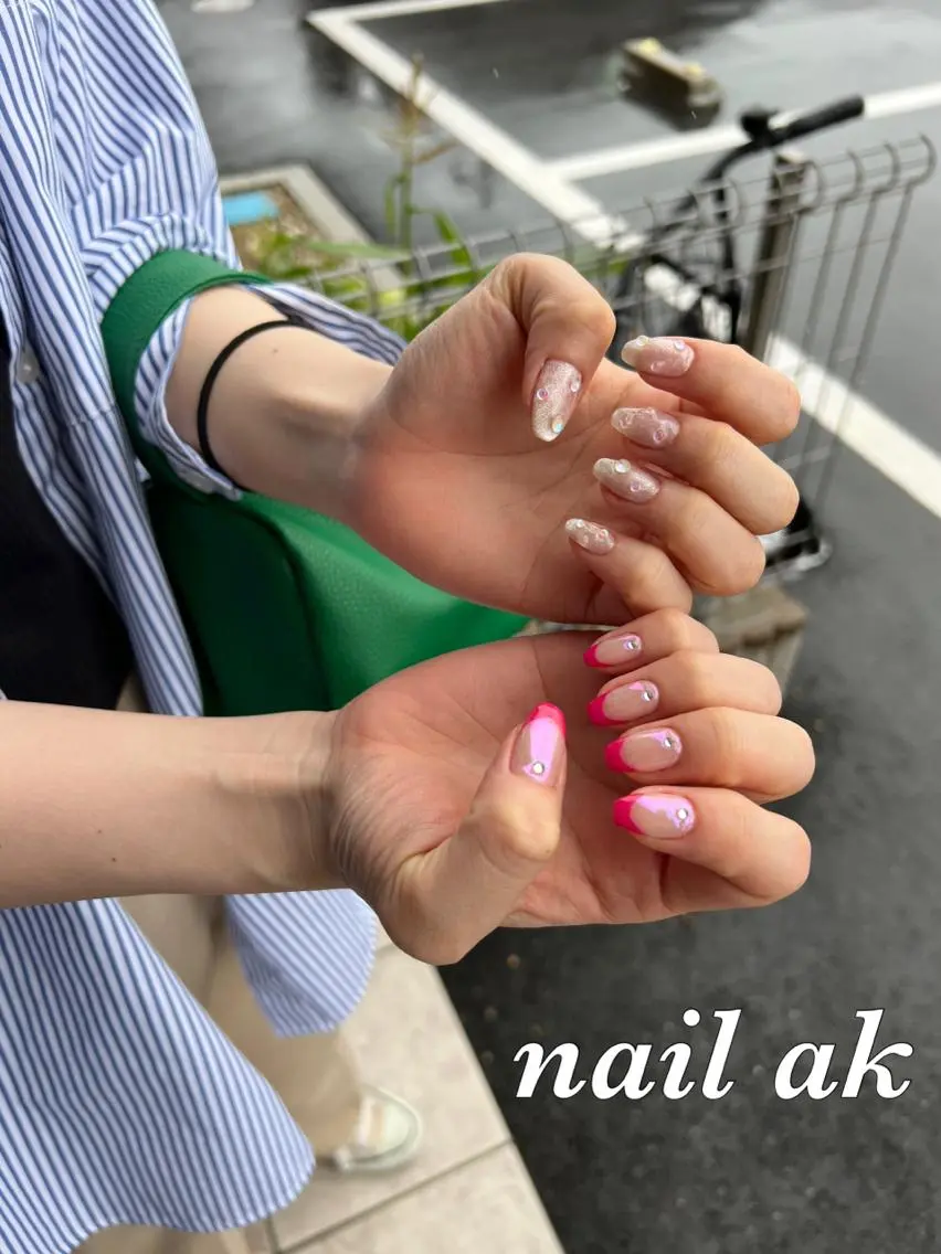 ネイル フレンチネイル マグネットネイル ハンドネイル ak nail .のネイルデザイン