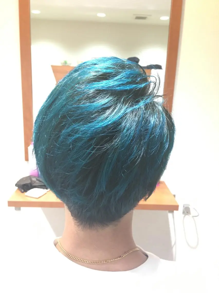 ショート カラー メンズ ブルーカラー 萩原 凌✄のヘアスタイル