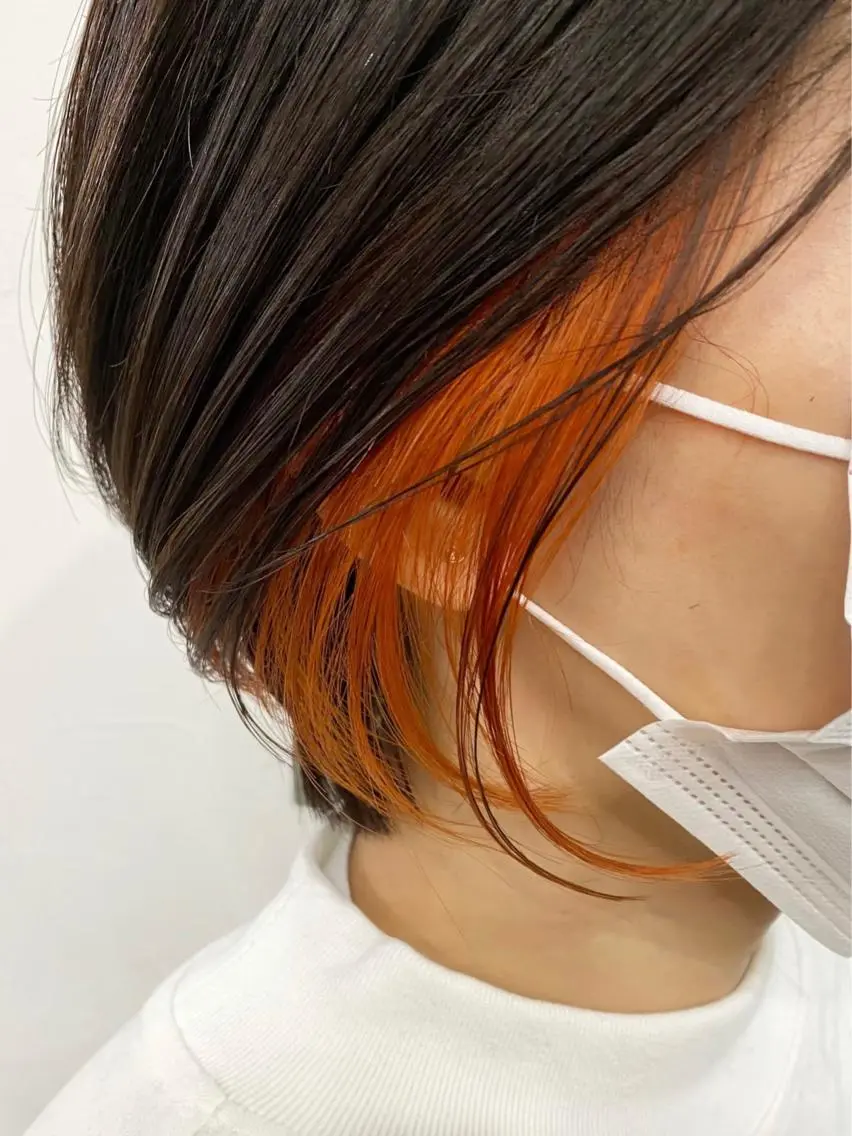 ミディアム カラー オレンジ カット ヘアカラー トリートメント ブリーチダブルカラー 【koide】のヘアスタイル