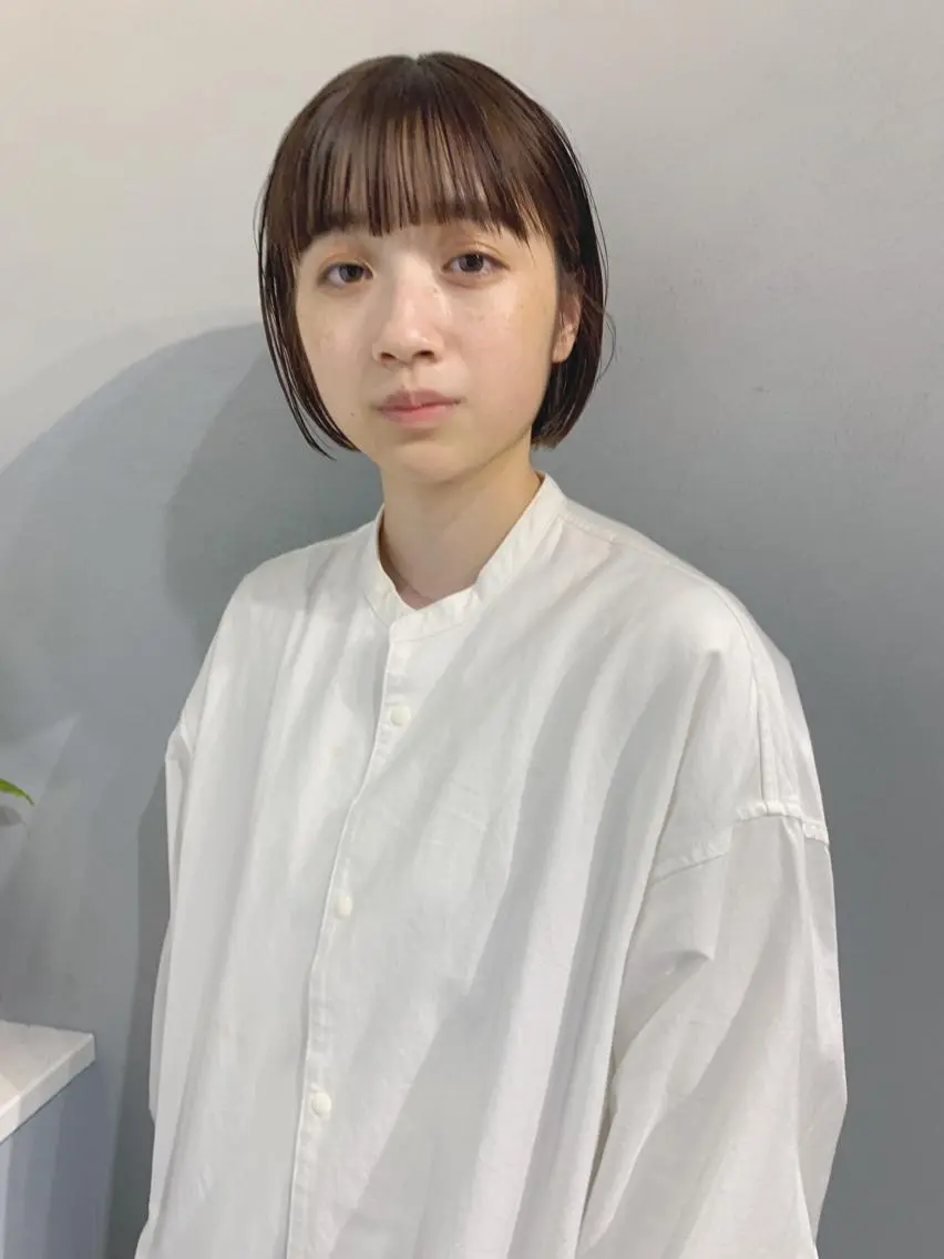 ショート カラー ボブパーマコテ巻き風 パーマNo1深江秀平のヘアスタイル