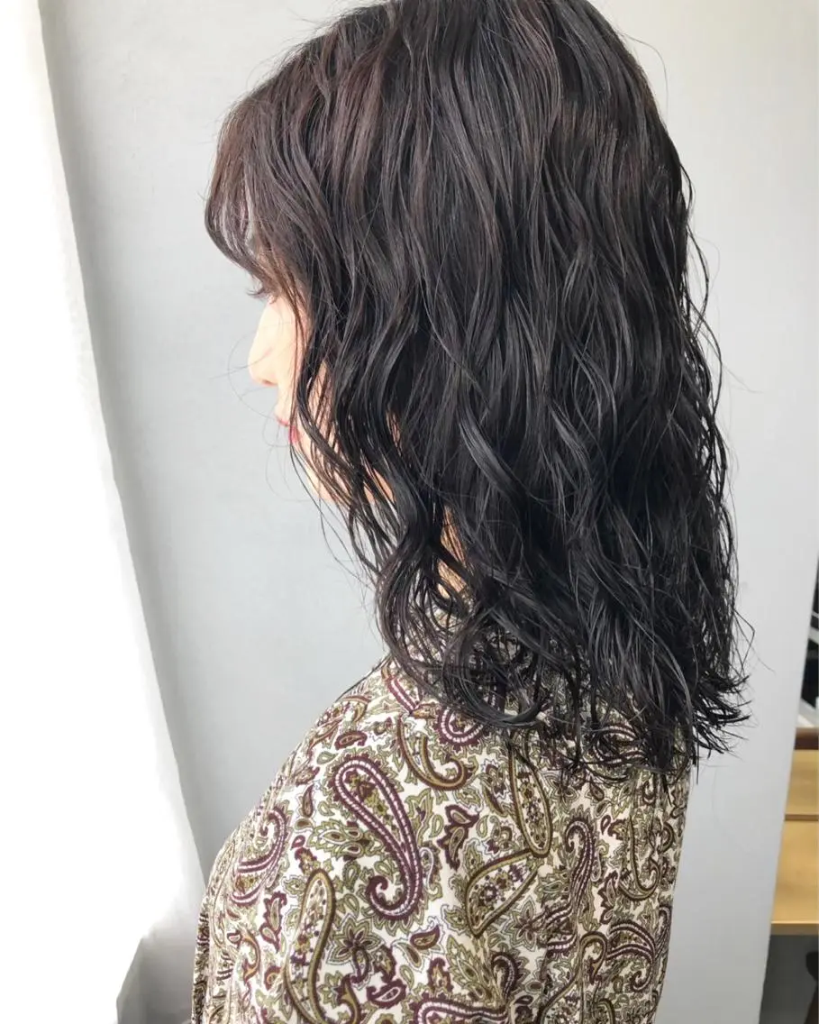 セミロング パーマ ボブパーマコテ巻き風 パーマNo1深江秀平のヘアスタイル