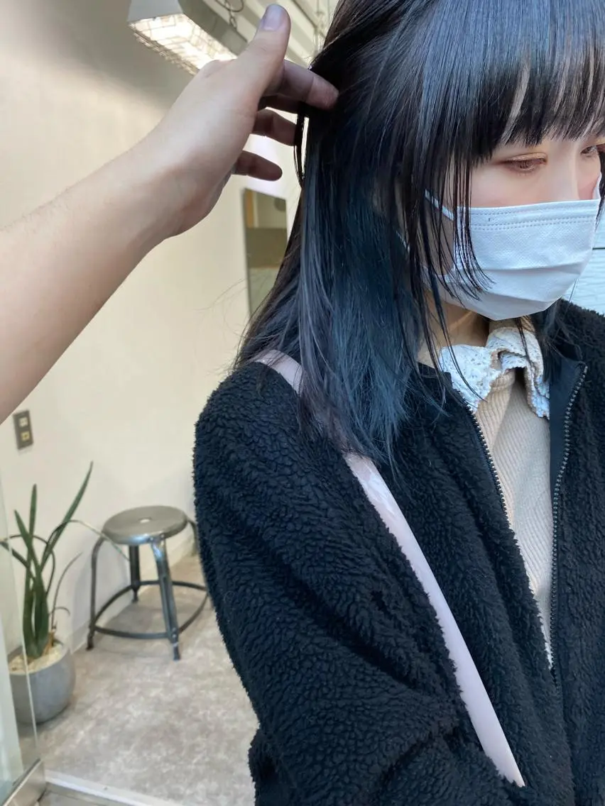ミディアム カラー ブルーカラー インナーカラー ヘアカラー トリートメント 森貴裕/ベージュ/ パーマ/オリーブのヘアスタイル