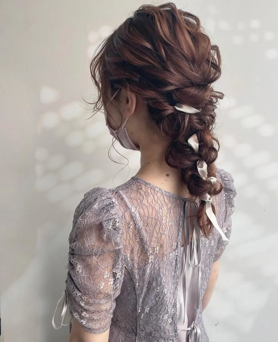 セミロング ヘアアレンジ 結婚式・ブライダル ヘアメイク new meのヘアスタイル