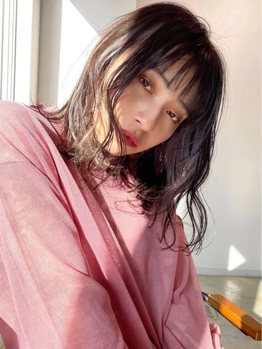 ミディアム カラー 顔周りカット レイヤーカット レイヤー/大人ボブ 渡邉【日吉美容室】のヘアスタイル