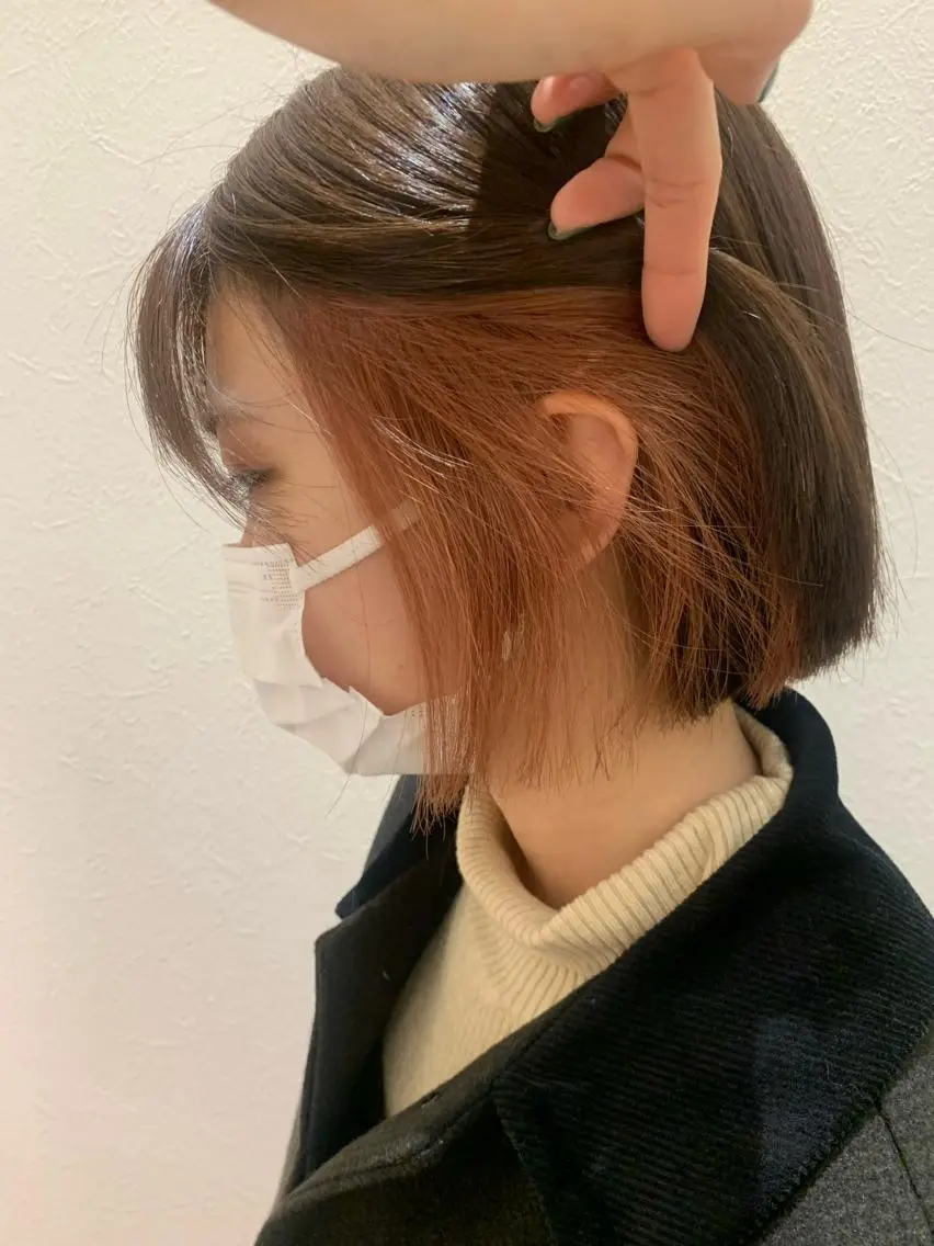 ショート カラー ブリーチ イヤリングカラー カット ヘアカラー トリートメント hubhair レイヤー/透明感のヘアスタイル
