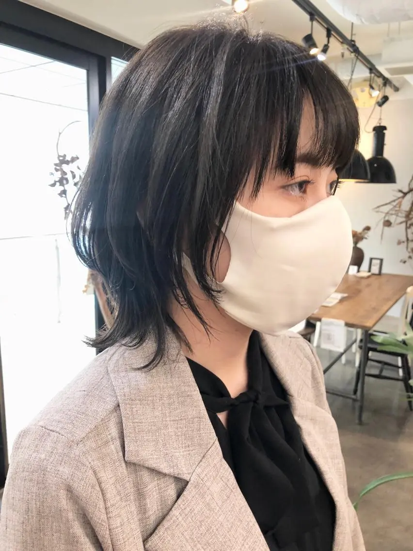 ショート カラー アッシュ ウルフカット 千葉 郁也のヘアスタイル