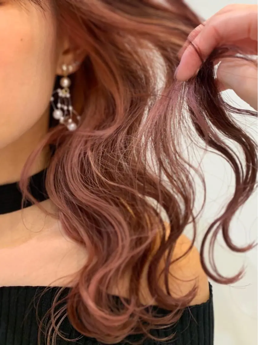 ロング カラー ブラウンカラー ピンクカラー ピンクブラウン 銀座/カラー 🎀momo🎀のヘアスタイル