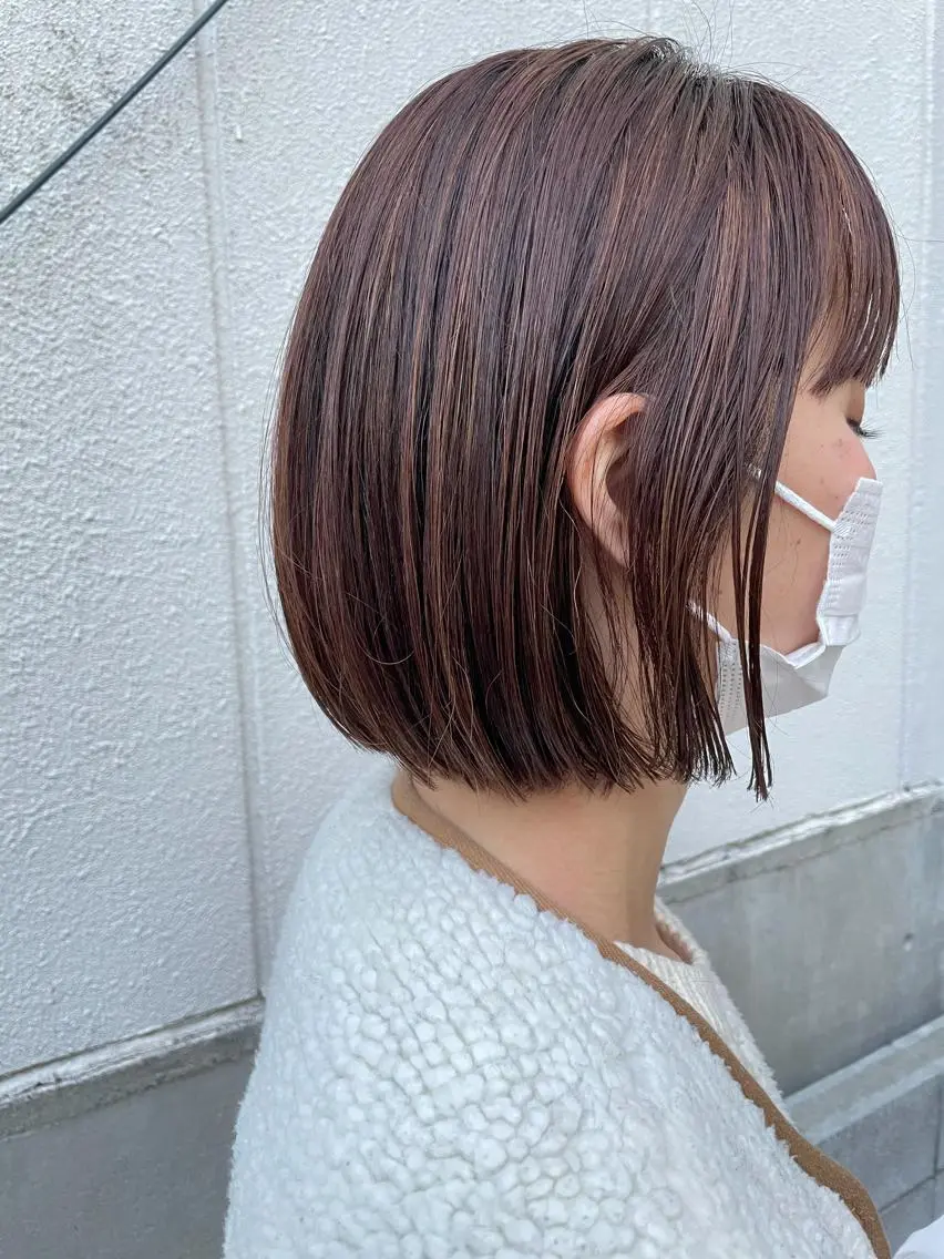 ミディアム ハイライト カット ヘアカラー トリートメント ayane⭐️ボブ・ ショート・パーマのヘアスタイル