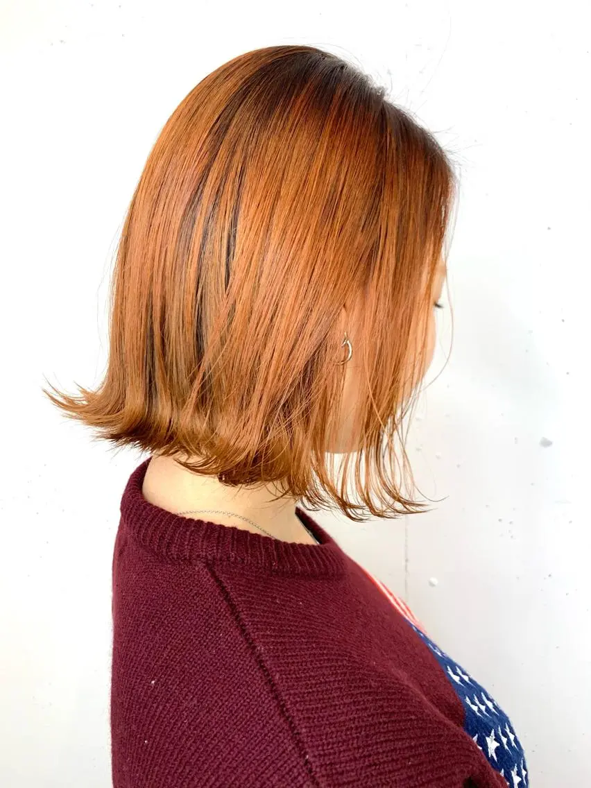 ミディアム カラー ヘアアレンジ ベージュカラー ブリーチ オレンジ オレンジベージュ マツオカ マコのヘアスタイル