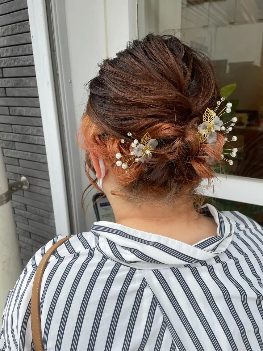 ショート カラー ヘアアレンジ ヘアセット 鴫原 亜弥のヘアスタイル