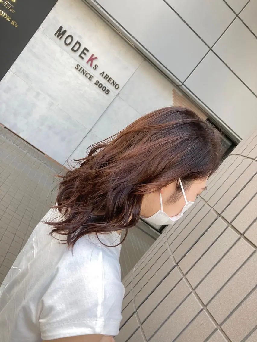 ミディアム カラー ベージュカラー オレンジ オレンジベージュ カット トリートメント SHAFT Ieiriのヘアスタイル