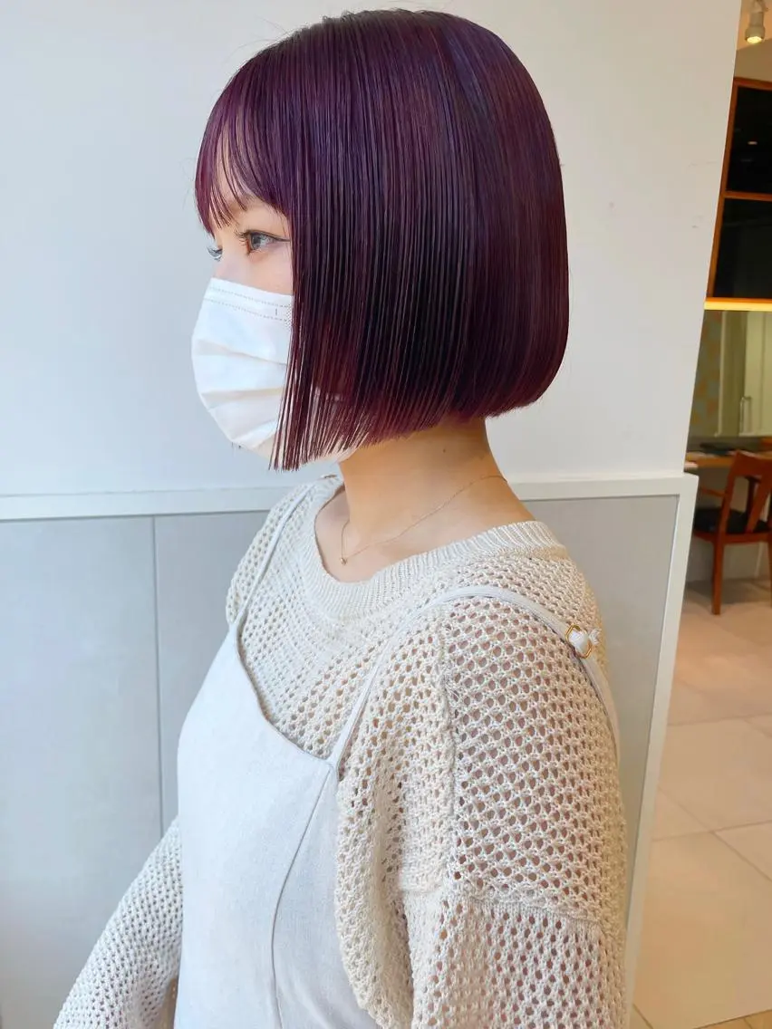 ショート カラー ピンクカラー ピンクパープル パープルカラー カット ヘアカラー 齋藤 咲のヘアスタイル