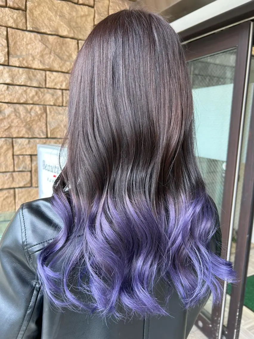 セミロング カラー ブリーチ グラデーションカラー バイオレットカラー 板倉 花連 💌リピーター様へ↓のヘアスタイル