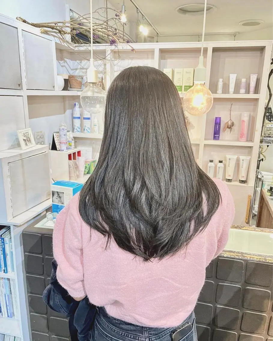 ロング カラー 透明感カラー レイヤーカット ワンホンヘア 韓国ヘア/ 古川のヘアスタイル