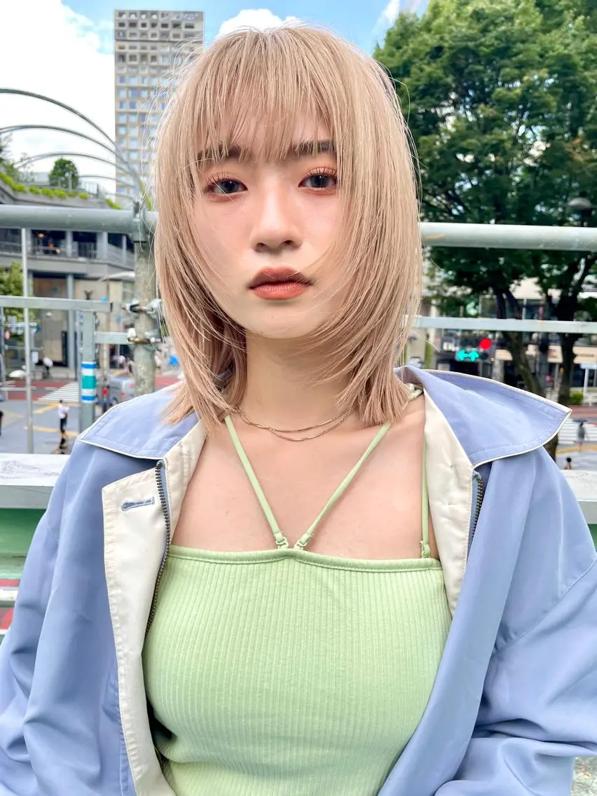 ミディアム カラー パーマウルフショート 濱田匠のヘアスタイル