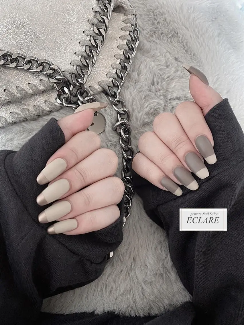 ネイル アートネイル ブラウン フットネイル フレンチネイル ジェルネイル ハンドネイル Nail Salon ECLAREのネイルデザイン