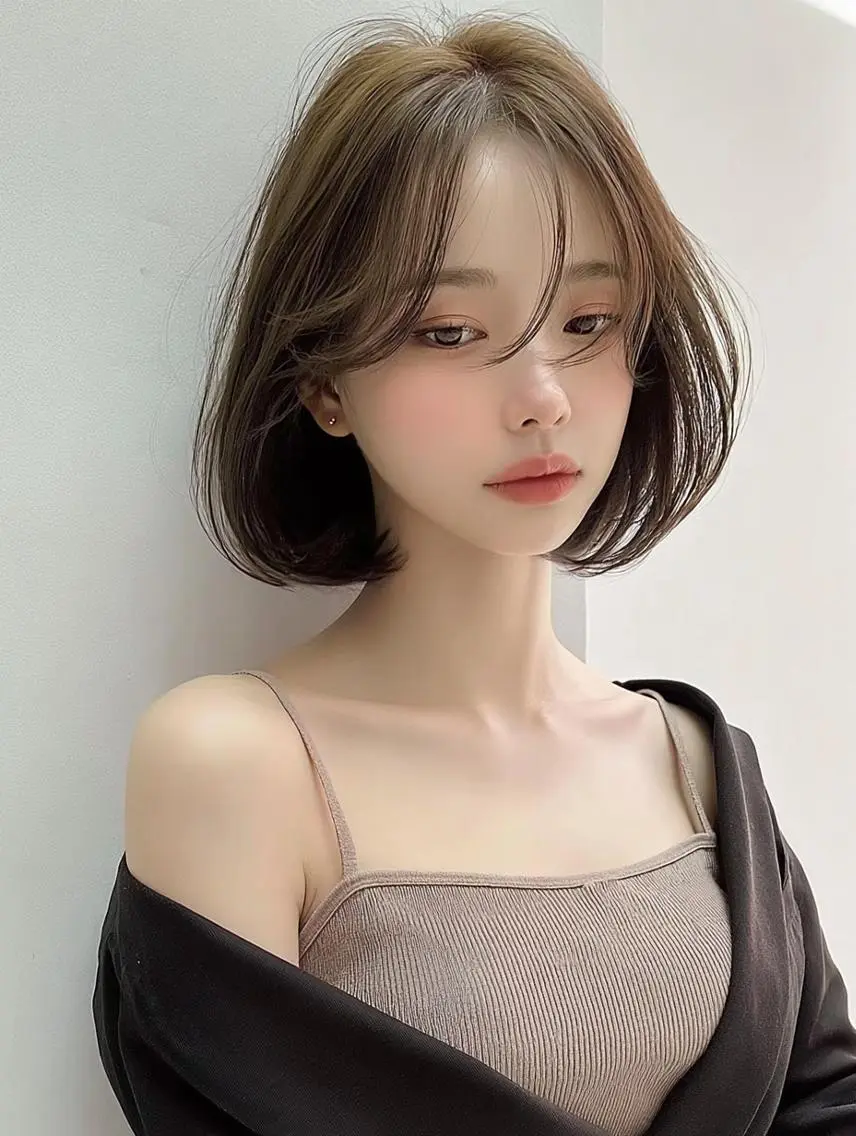ミディアム 顔周りカット 髪質改善 韓国風ヘア レイヤーカット カット ヘアカラー FOCUS JAPAN3のヘアスタイル