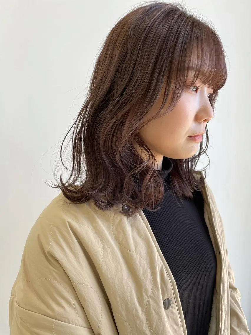 ミディアム カラー パーマ 💖美髪矯正💖 辻未侑のヘアスタイル