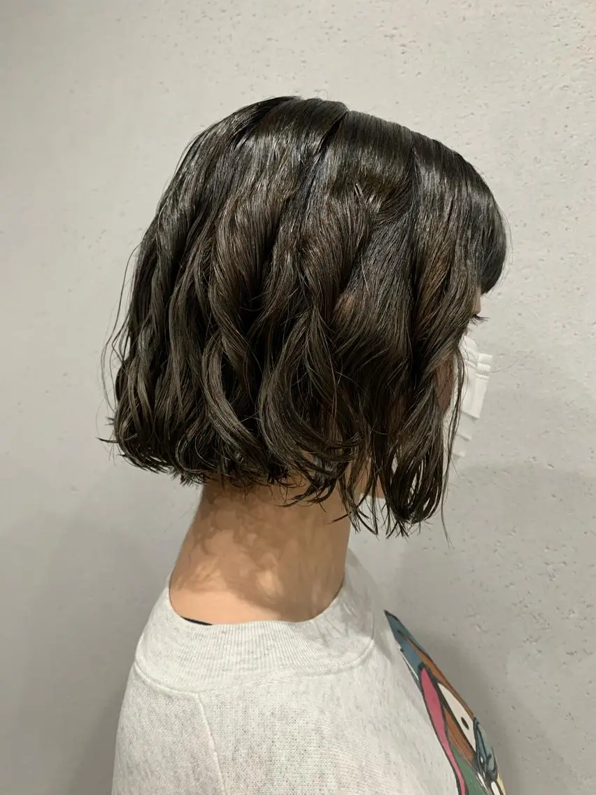 ミディアム パーマ ボブパーマコテ巻き風 パーマNo1深江秀平のヘアスタイル