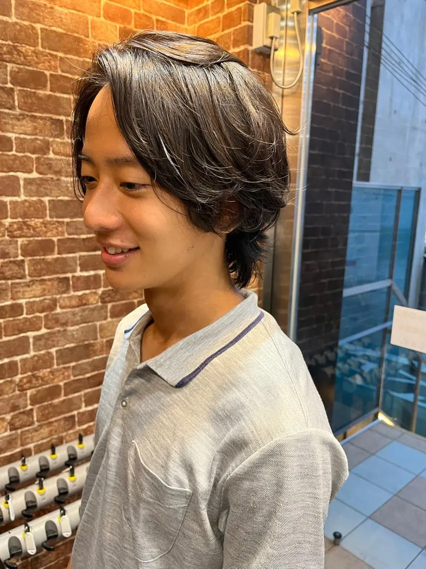ショート メンズ メンズパーマ ケアカラー ピンクブラウン 外国人風カラー ショートヘア 久木原 ゆりのヘアスタイル
