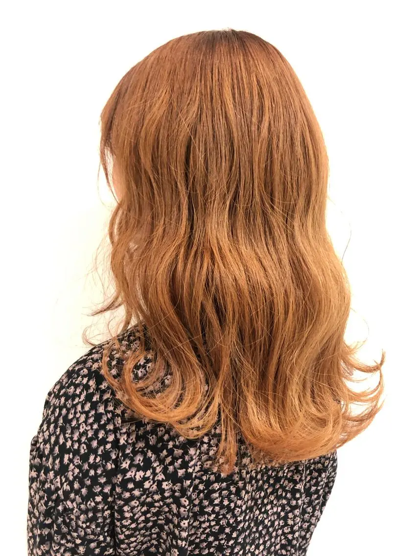 ロング カラー ベージュカラー オレンジ オレンジベージュ カラーモデル募集 吉原佳穂💗のヘアスタイル