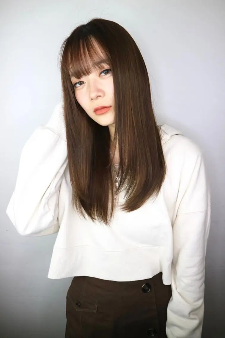 ロング パーマ トリートメント カット トリートメント 赤み消しカラー /透明感カラー 上長のヘアスタイル
