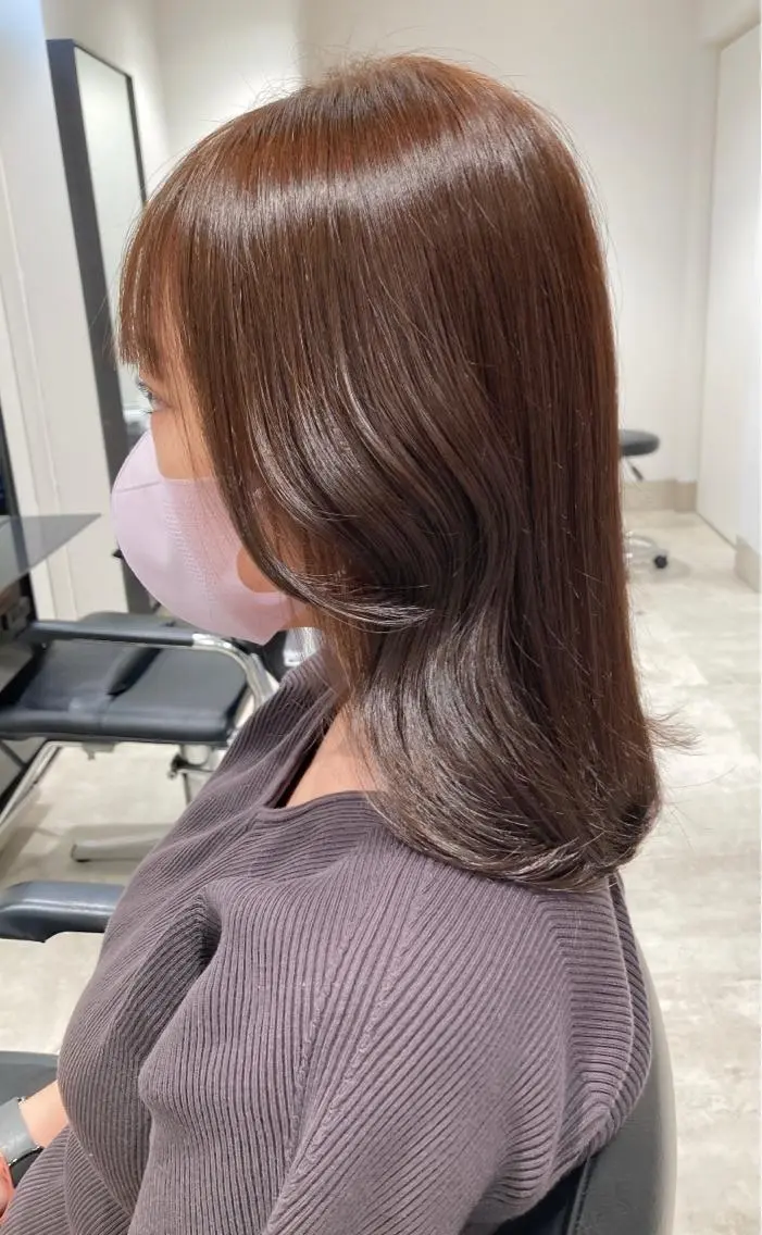 ミディアム カラー スキバサミを使わない カット🌼唯🌼のヘアスタイル