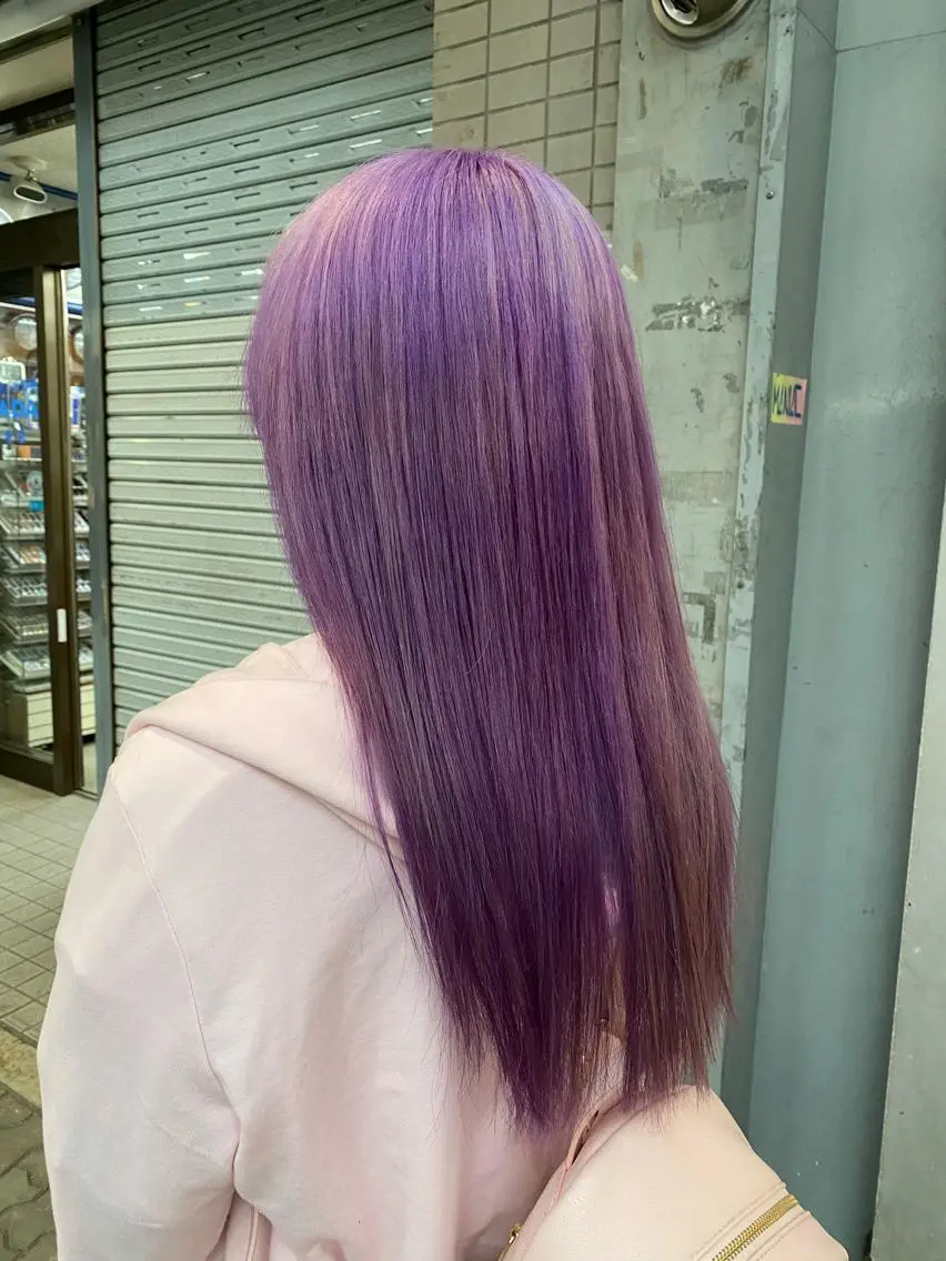 セミロング パープルカラー ヘアカラー ゆぴ☾‪/推しカラー /ハイトーンのヘアスタイル