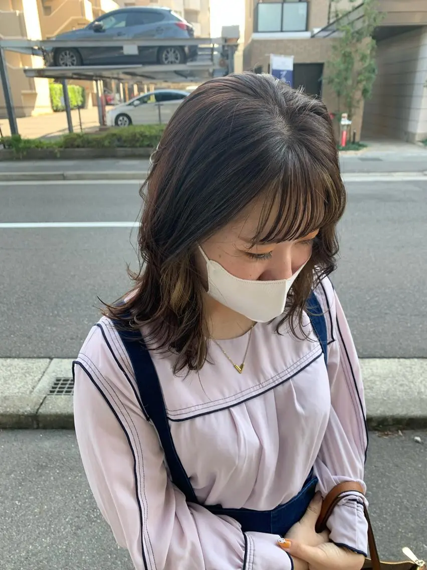 ミディアム ミストバング 韓国風ヘア レイヤーカット HARE 川崎晴佳のヘアスタイル