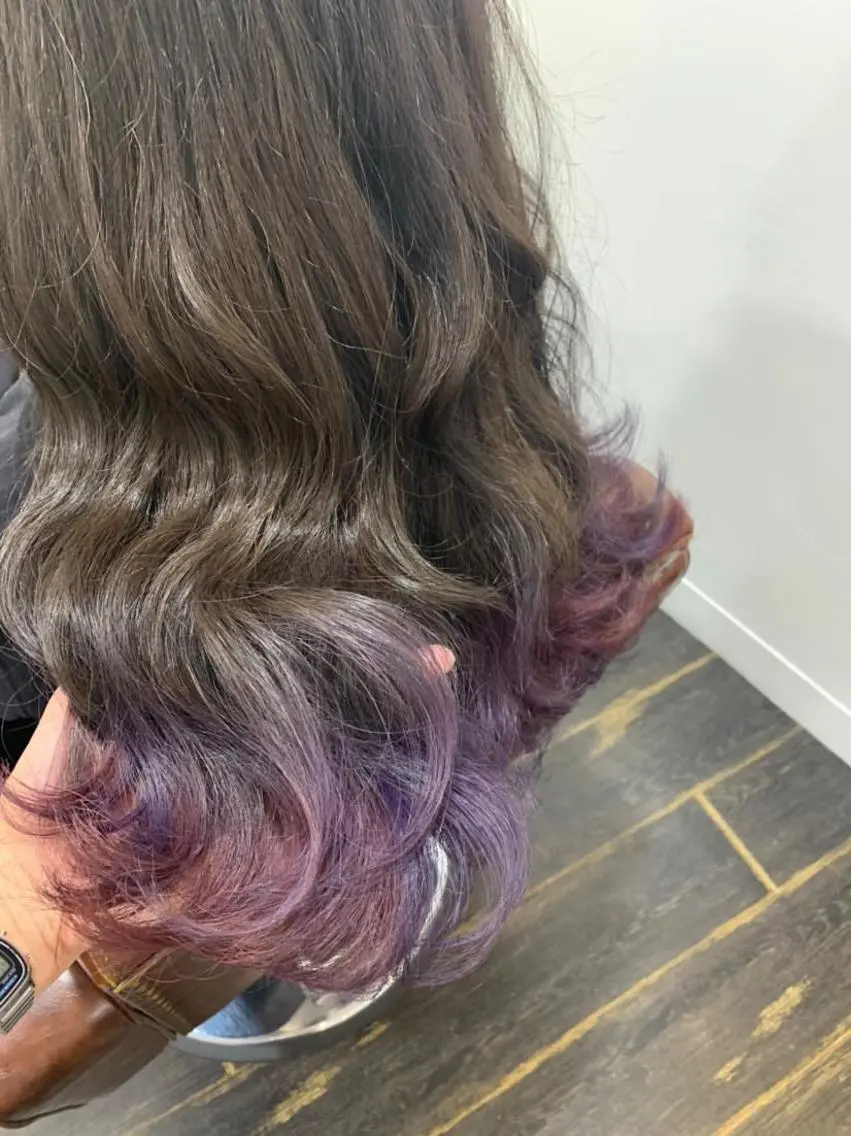 ロング パープルカラー カット ヘアカラー きむら ゆうきのヘアスタイル