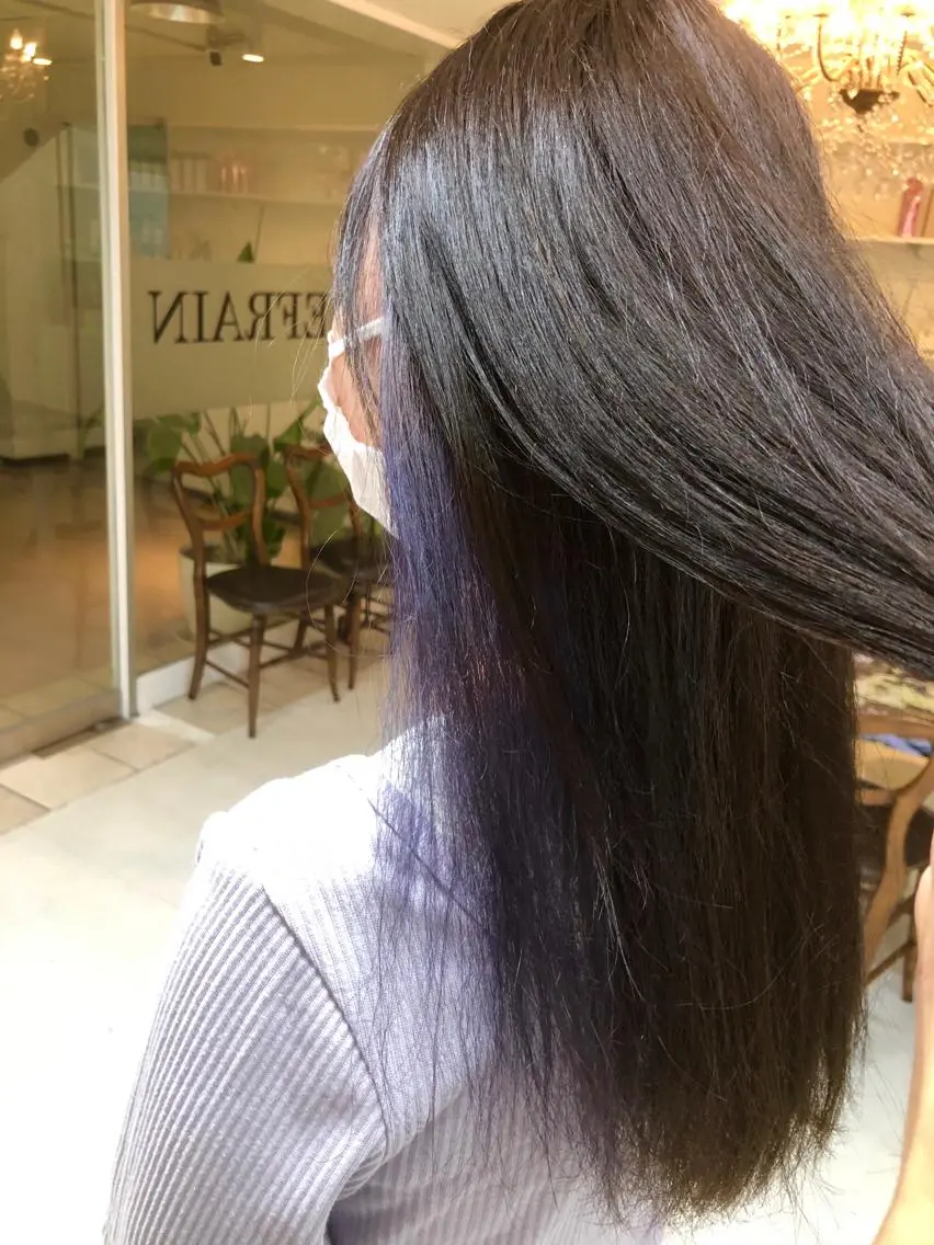 カラー アッシュ イヤリングカラー パープルアッシュ ヘアカラー 透明感カラー/ ブリーチ無し/RYOのヘアスタイル