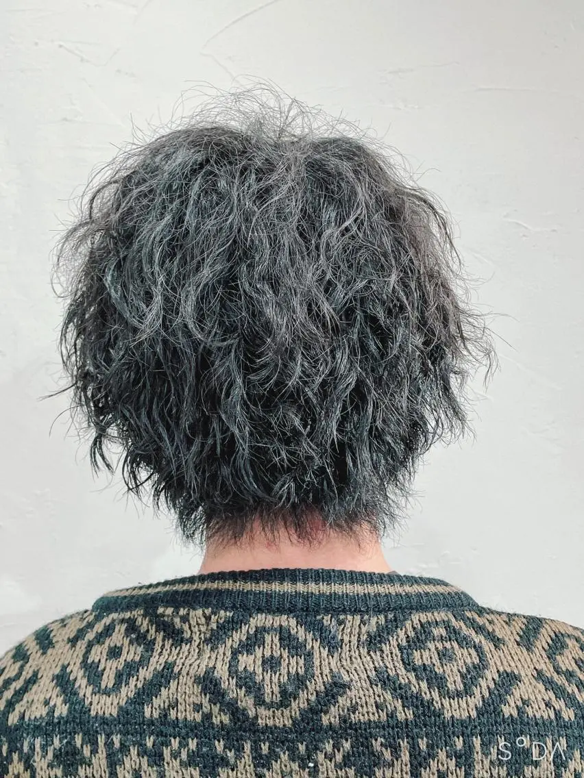 ミディアム メンズ ミディアムパーマ メンズパーマ かんばら りょーいのヘアスタイル