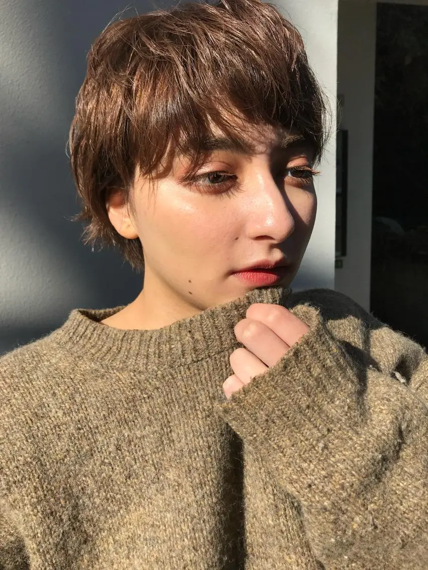 ショート カラー カット ヘアカラー トリートメント 森貴裕/ニュアンス パーマ/オリーブのヘアスタイル