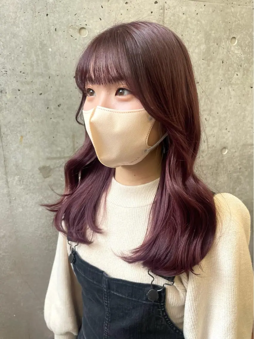 セミロング カラー ラベンダーカラー ピンクカラー ピンクラベンダー おくれ毛 盛れる顔周り /透明感/かりん🎀のヘアスタイル