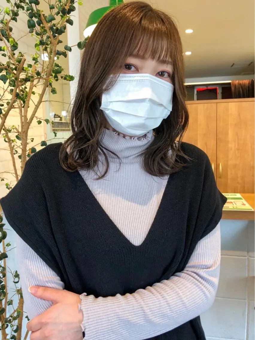 ミディアム カラー パーマ ヘアアレンジ ❣️倉敷❣️美髪 カラー能登一成のヘアスタイル