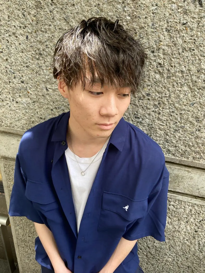 ショート カラー パーマ ヘアアレンジ メンズ 透明感カラー ちこ .のヘアスタイル