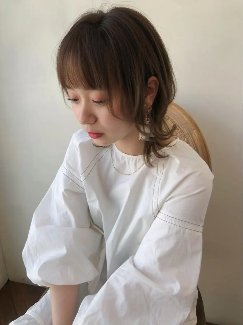 ミディアム カラー パーマ ヘアアレンジ ベージュカラー yukimi .のヘアスタイル