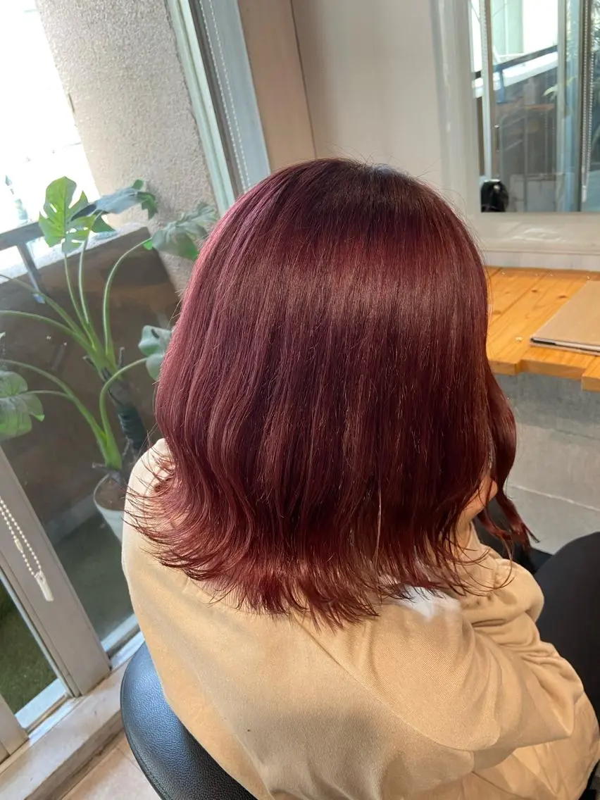 ショート アッシュ ピンクブラウン パープルカラー 髪質改善 トリートメント MEI🎀レイヤー 🎀韓国styleのヘアスタイル
