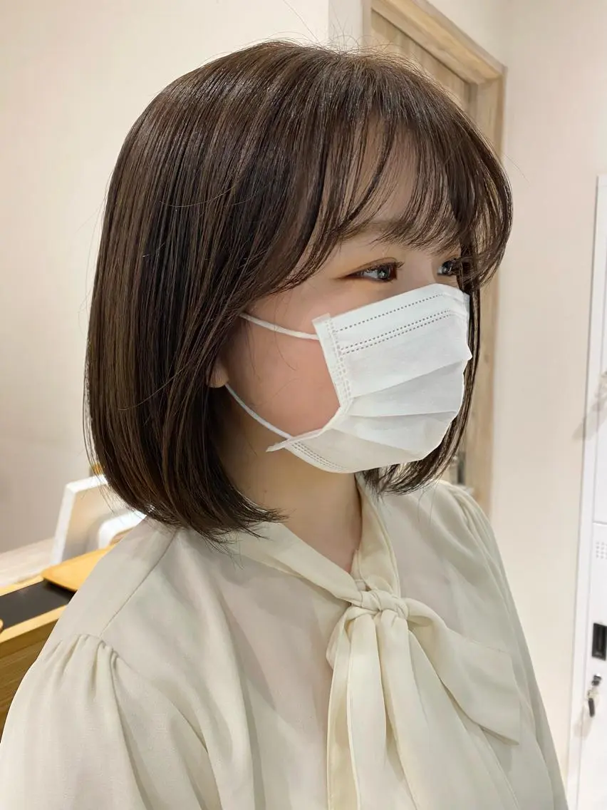 ミディアム カラー 🐩透明感ミルクティ ーピンクニイナ🐩のヘアスタイル