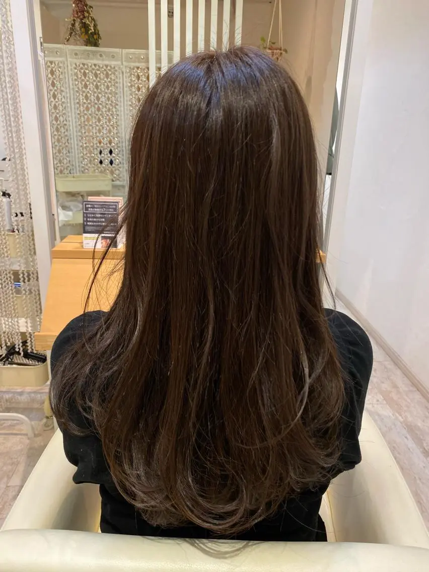 ロング カラー 酸性ストレート/ブリ ーチなしWカラー河本のヘアスタイル