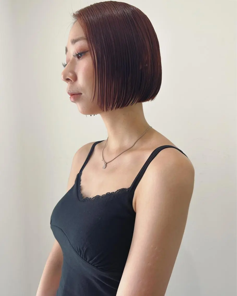 ショート カラー オレンジ ボブ カット ヘアカラー トリートメント 村上雅人 ナチュラルモードのヘアスタイル