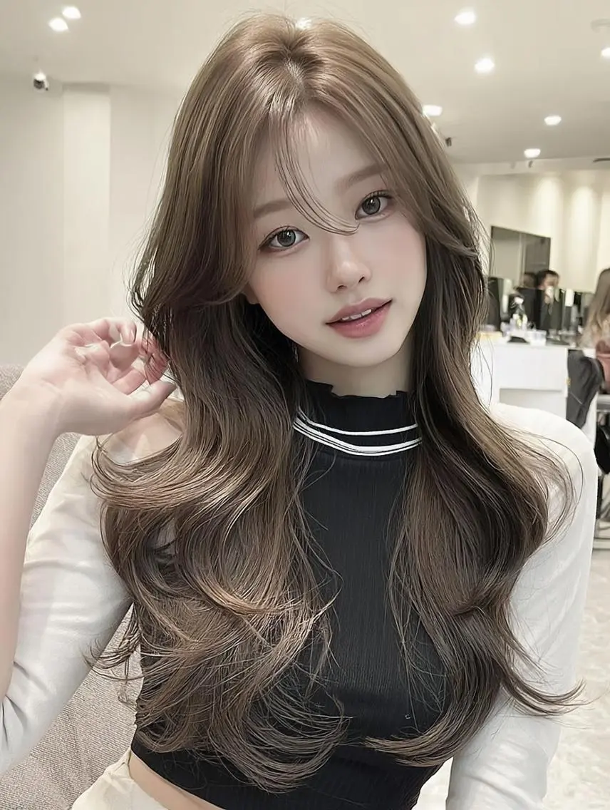 ロング 顔周りカット 髪質改善 韓国風ヘア レイヤーカット カット ヘアカラー FOCUS JAPAN2のヘアスタイル