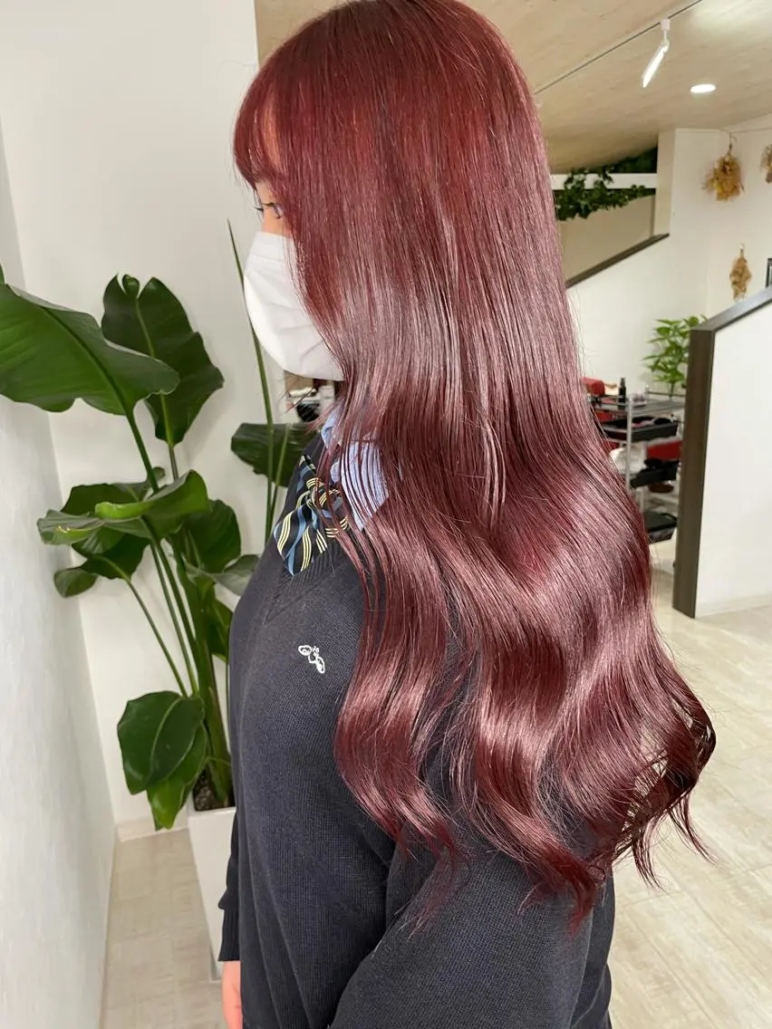 ロング カラー ブリーチ ブリーチなしカラー ピンクカラー ヘアカラー 🫧富田 苑実🫧のヘアスタイル
