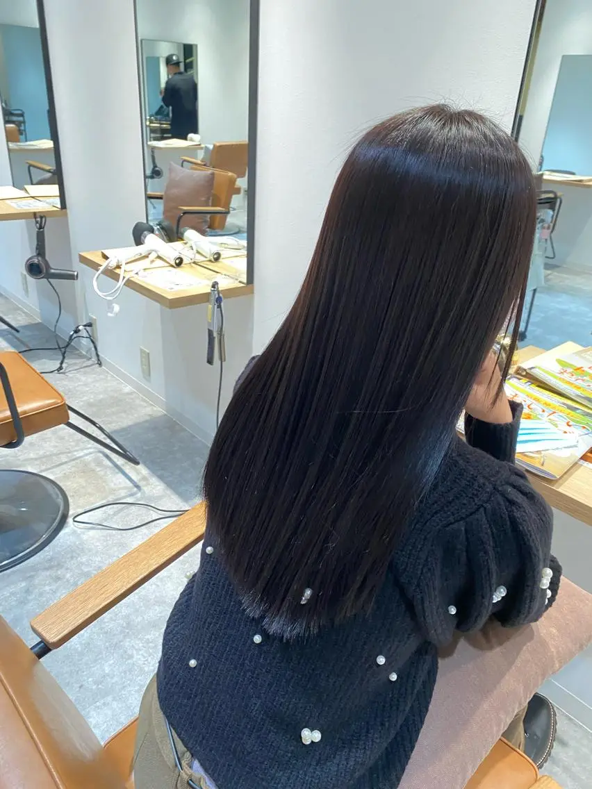 ロング パーマ ストレートパーマ カット 縮毛矯正 オスズ 🎀´-のヘアスタイル
