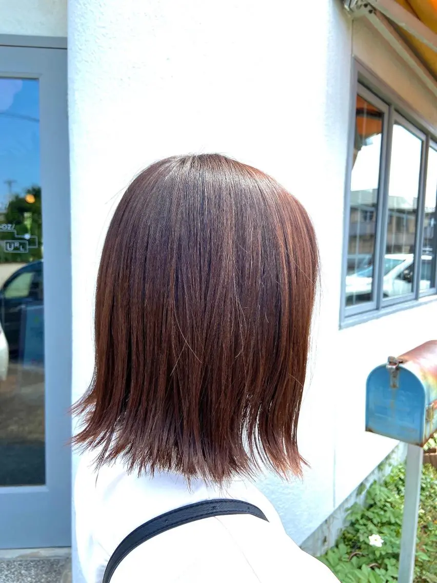 ミディアム ボブ カット ヘアカラー 大良 彩水のヘアスタイル