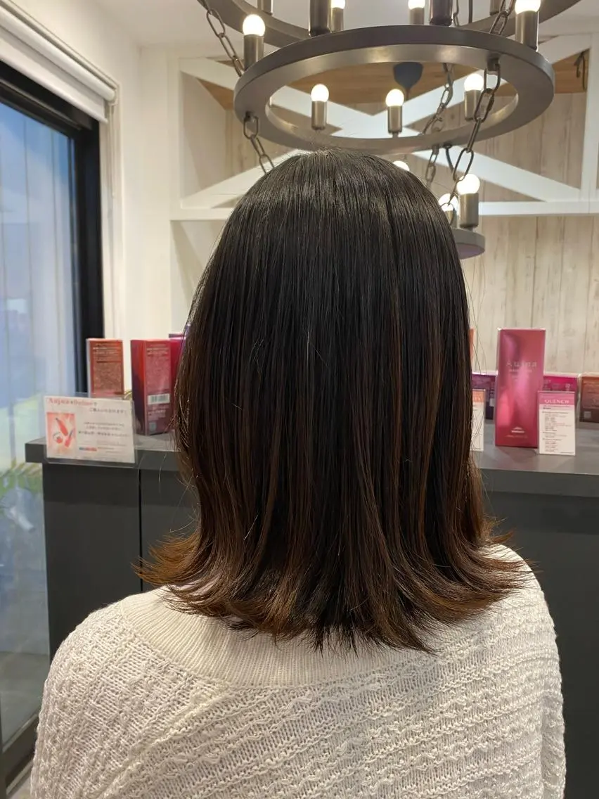 セミロング パーマ 縮毛矯正 柴田 枝利子のヘアスタイル
