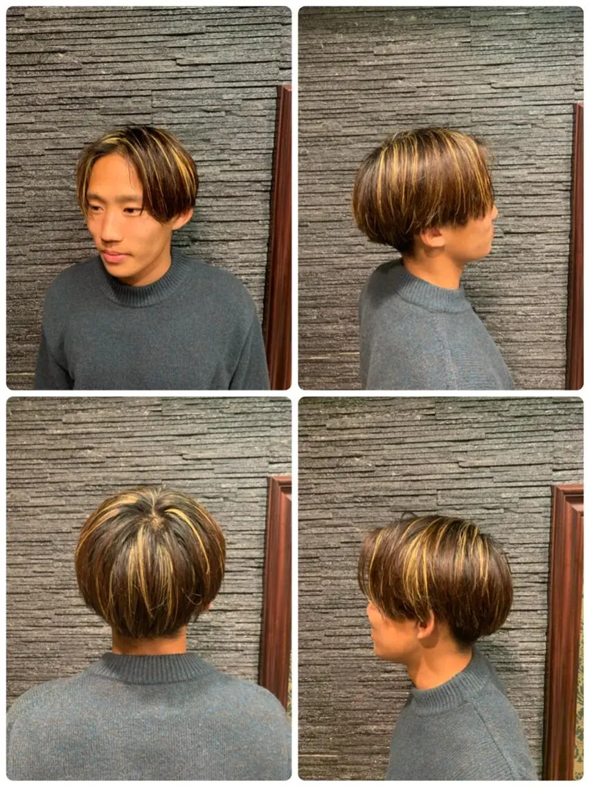 ミディアム カラー ヘアアレンジ ハイライトカラー ハイライト 高橋 大輔のヘアスタイル