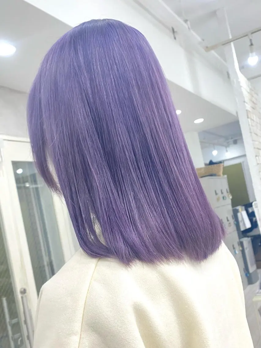 ミディアム カラー バレイヤージュ ミストバング ベージュカラー ブリーチ ケアブリーチ カット ヘアカラー トリートメント 脱！黒髪 ダブルカラー【上野】のヘアスタイル